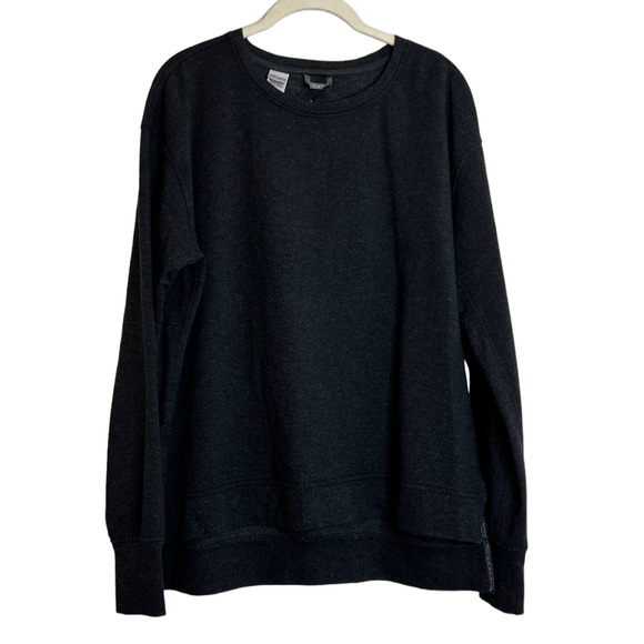 Victoria Sport Womens Heavyweight Pullover Medium Gray Long Sleeve Keyhole Back - Picture 1 of 7